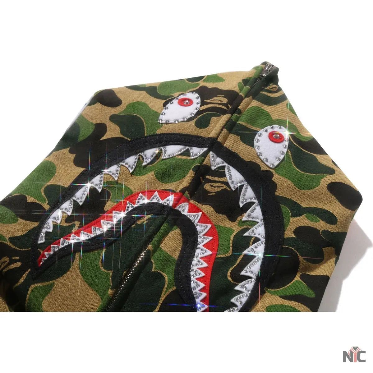 Abc Camo Crystal Stone Shark Full Zip Hoodie Mens