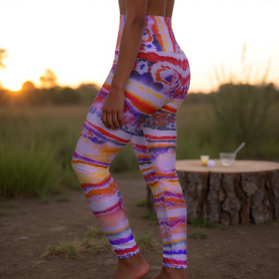 Aborigine Stripes and Stars High Waisted Leggings