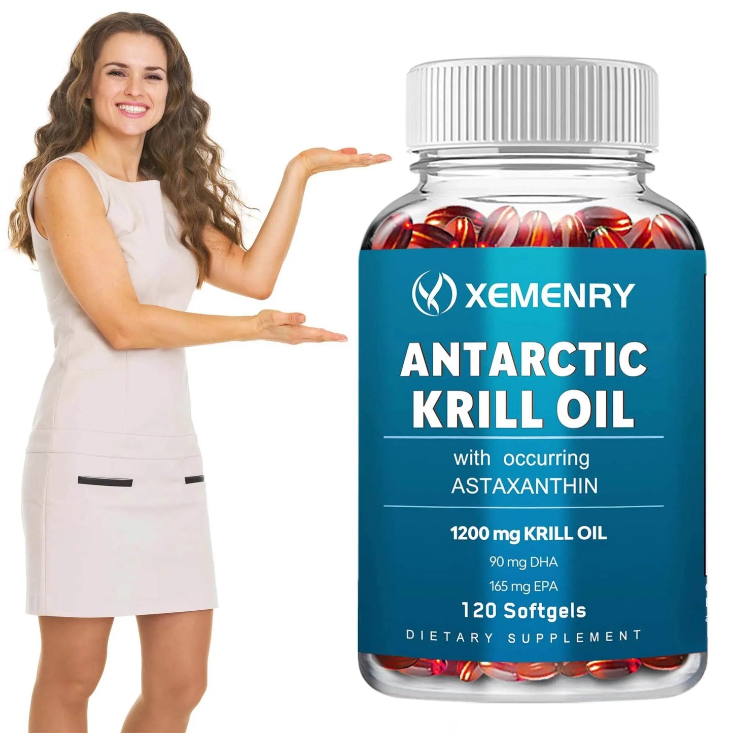 Antarctic Krill Oil Supplement - EPA, DHA, Astaxanthin Phospholipids, Heart, Brain, Joint Eye Health - 120 Capsules