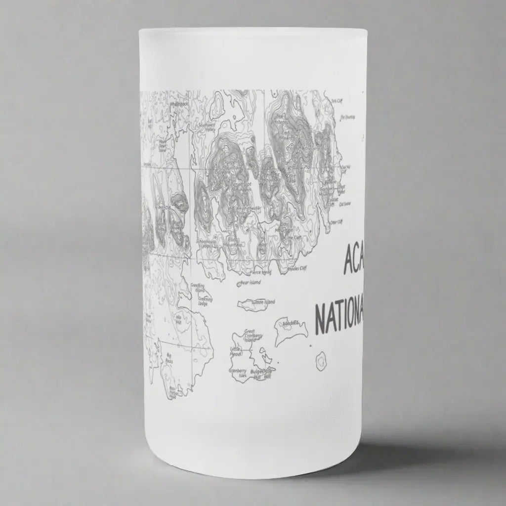 Acadia National Park Topographic Frosted Topographic Pint Glass