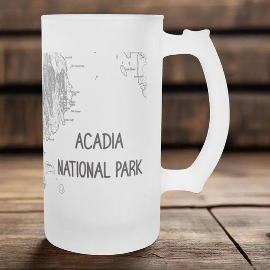 Acadia National Park Topographic Frosted Topographic Pint Glass