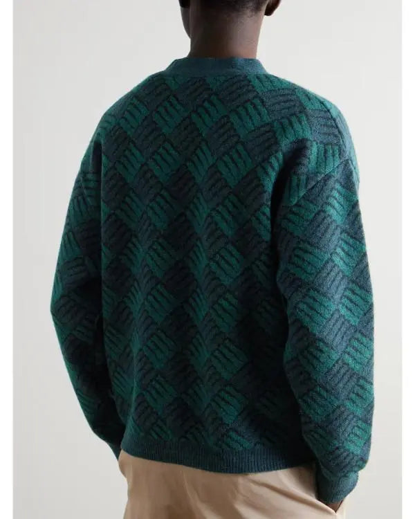 Access Hollywood Nick Offerman Green & Blue Printed Cardigan