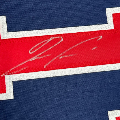 Framed Autographed/Signed Ronald Acuna Jr. 35x39 Atlanta Blue Baseball Jersey JSA COA