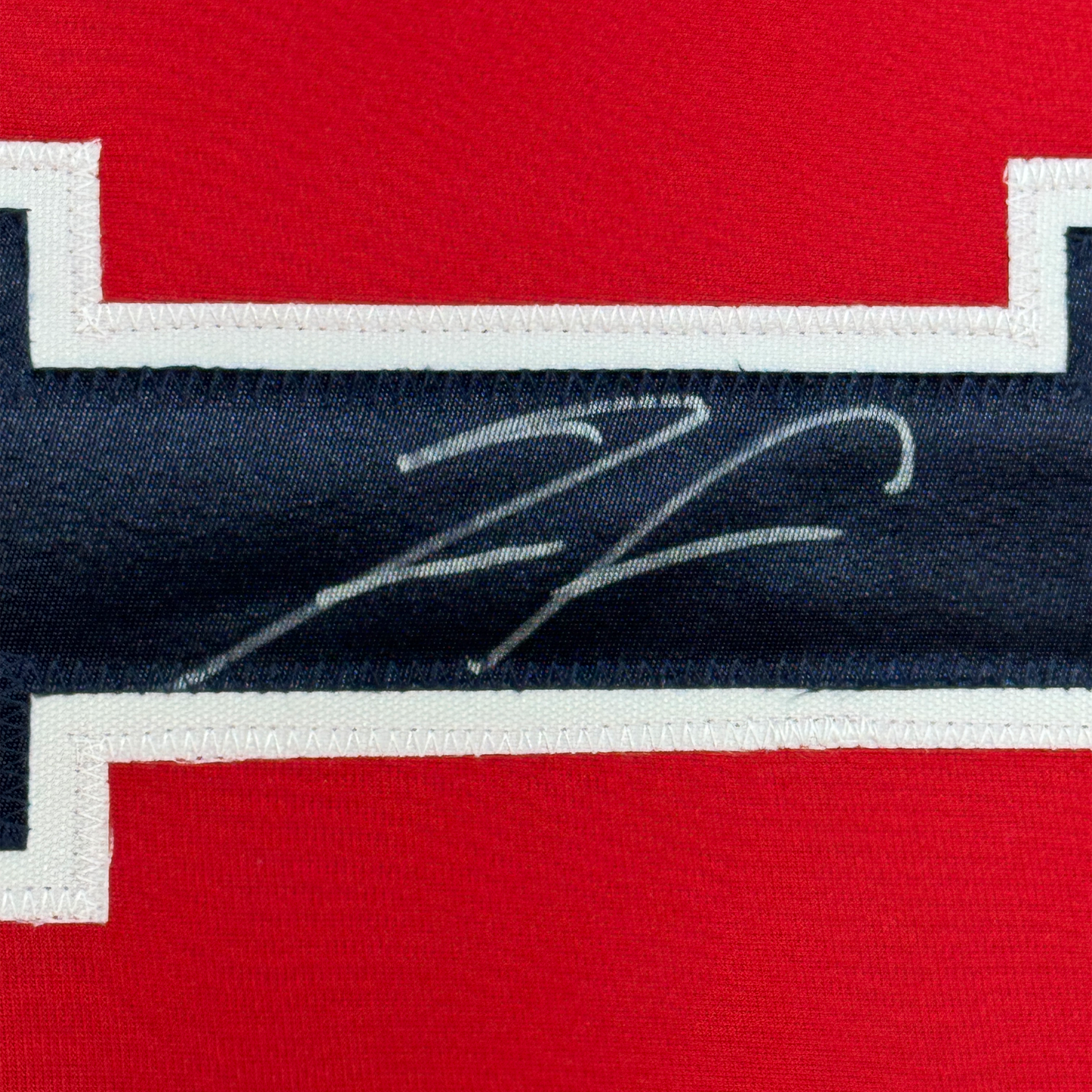 Framed Autographed/Signed Ronald Acuna Jr. 35x39 Atlanta Red Baseball Jersey JSA COA