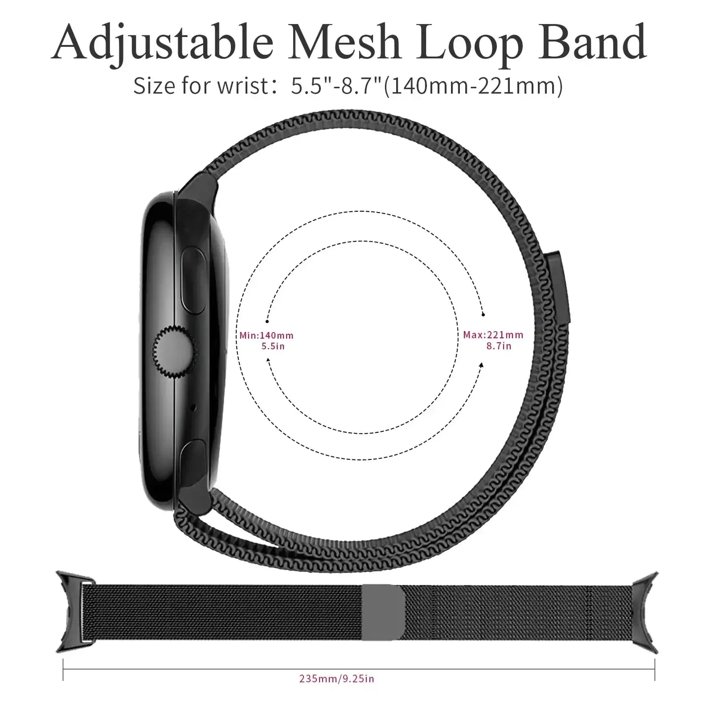 Google Pixel Watch Stainless Steel Band - Magnetic Clasp, Sleek