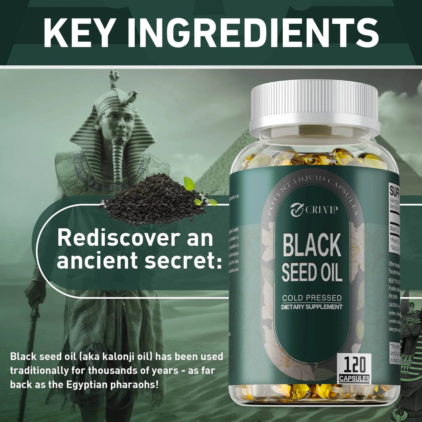 Black Seed Oil - Supports Skin, Digestion, Joints, Immune Health, Promotes Hair Growth - 120 Capsules