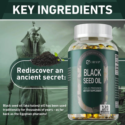 Black Seed Oil - Supports Skin, Digestion, Joints, Immune Health, Promotes Hair Growth - 120 Capsules
