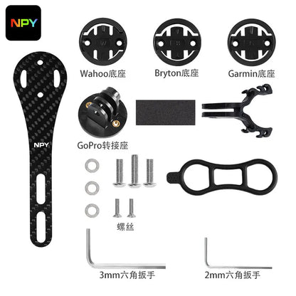 NPY Carbon Fiber Speedometer Holder Integrated Handlebar Mount For Wahoo/Bryton/Garmin Speedometer Mount Bicycle Accessories