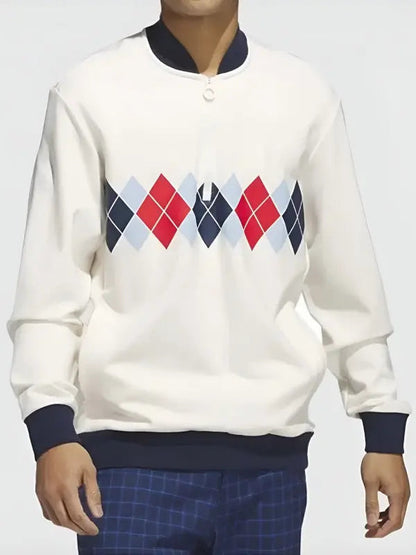 Argyle Printed 1/4-Zip Sweatshirt