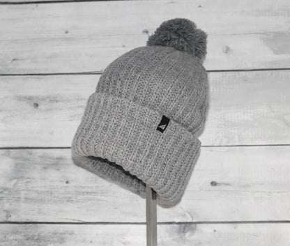 Adult Acrylic Ribbed Cuff with Matching Pom Hat