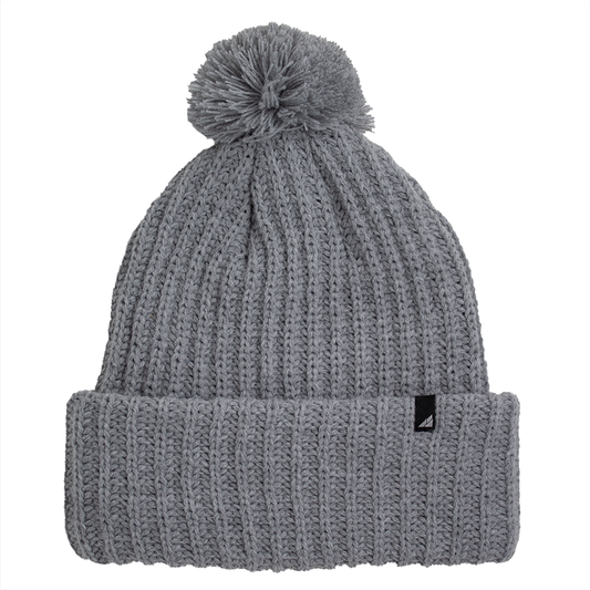 Adult Acrylic Ribbed Cuff with Matching Pom Hat