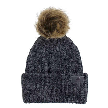 Adult Acrylic Ribbed Cuff with Pom Hat