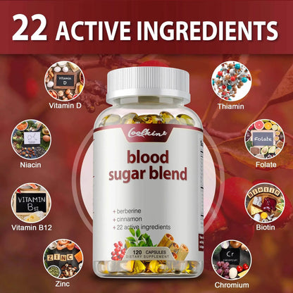 Blood Sugar Blend Capsules - Maintains Healthy Blood Sugar Levels and Supports Heart and Cardiovascular Health - 120 Capsules