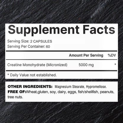 Creatine Monohydrate - Build Muscle, Improve Athletic Performance, Improve Energy Endurance and Promote Recovery - 120 Capsules