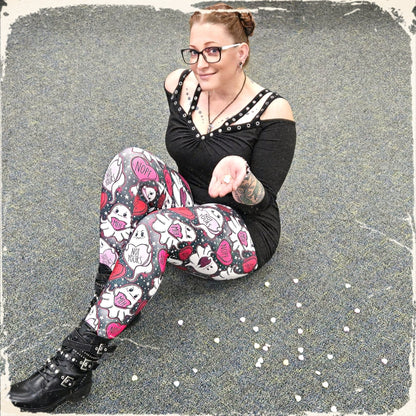 Anti-Love Ghosties (Semi-Exclusive) - Ghost Hearts Valentine's Day Love High-quality Handcrafted Vibrant Leggings