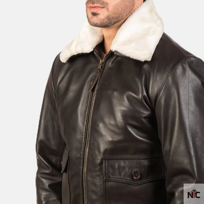 Airin G-1 Brown Leather Bomber Jacket