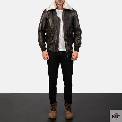 Airin G-1 Brown Leather Bomber Jacket