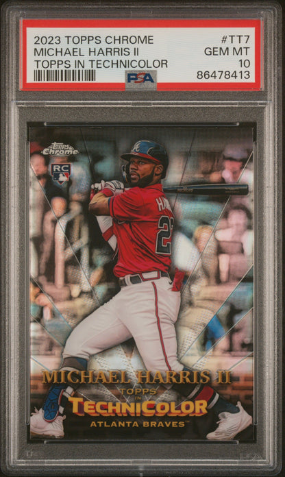 Graded 2023 Topps Chrome Michael Harris II #TT7 Topps in Technicolor Rookie RC Baseball Card PSA 10 Gem Mint