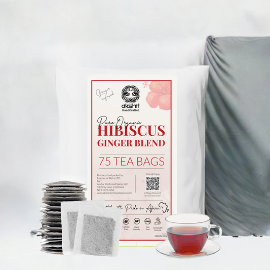 Akshit 75 Hibiscus Ginger Tea Bags – Natural Hibiscus Tea Blend with Hibiscus Flowers & Ginger Root