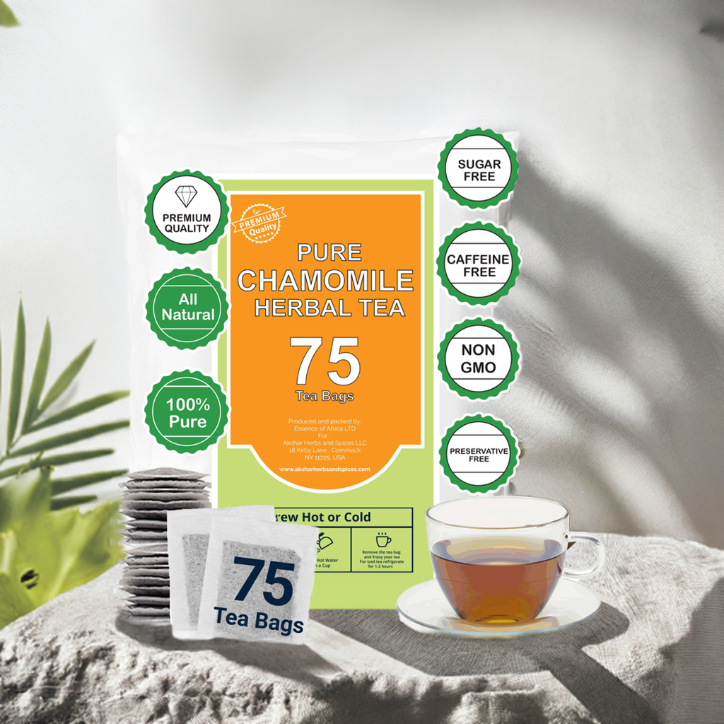 Akshit 75 Chamomile Tea Bags, Te de Manzanilla, - Pure Manzanilla Flowers, Caffeine Free