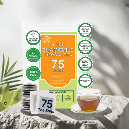 Akshit 75 Chamomile Tea Bags, Te de Manzanilla, - Pure Manzanilla Flowers, Caffeine Free