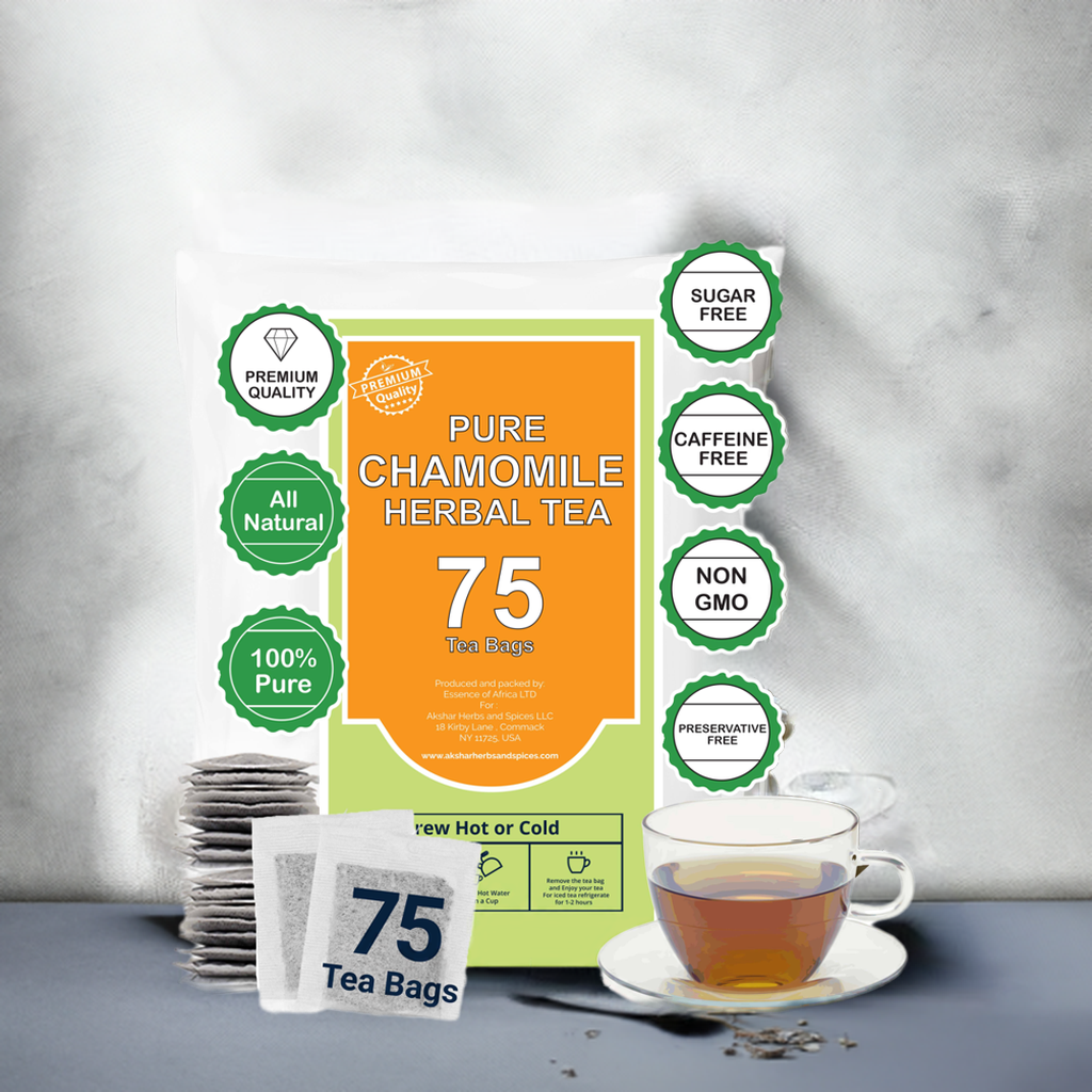 Akshit 75 Chamomile Tea Bags, 100%Pure Natural Chamomile Flowers, Calm Sleep Tea, Caffeine Free, Relaxing Tea, Non-GMO.