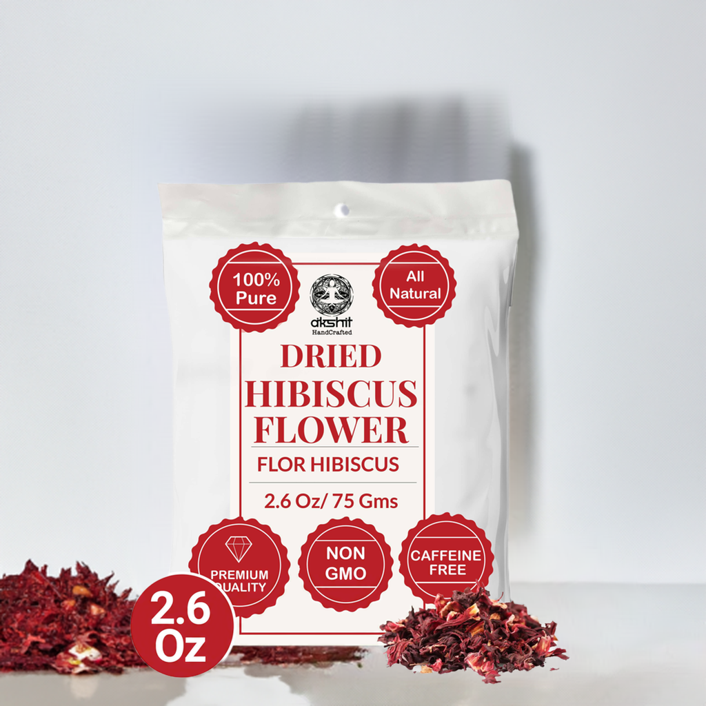 Akshit 2.5 oz. Dried Hibiscus Flowers (Flor de Jamaica) Tea | Loose Leaf Tea | Caffeine-Free | Vegan Friendly | Fleurs d'hibiscus – Antioxidant Herbal Tea