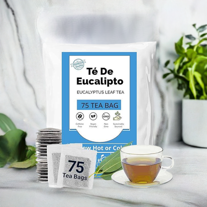 Akshit Eucalyptus Tea Bags - 75 Bags, Pure Eucalyptus Leaves,(te de eucalyptus)  Caffeine-Free Herbal Tea, 5oz, Te De Eucalipto