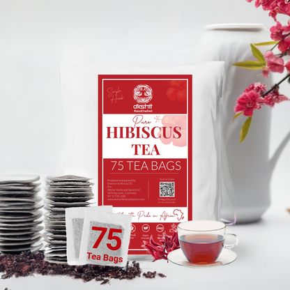 Akshit 75 Hibiscus Tea Bags, Pure Hibiscus Tea, Te De Hibisco from 100% Dried Hibiscus Flowers, Caffeine Free, Sugar Free