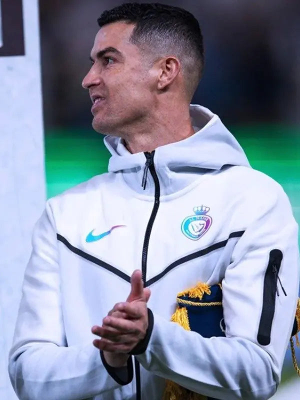 Al Nassr Tech Cristiano Ronaldo White Hooded Jacket