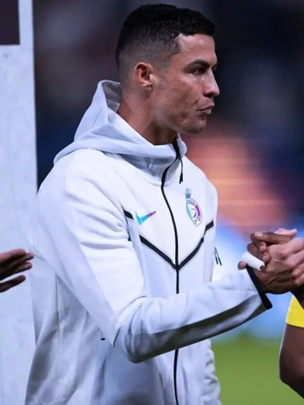 Al Nassr Tech Cristiano Ronaldo White Hooded Jacket