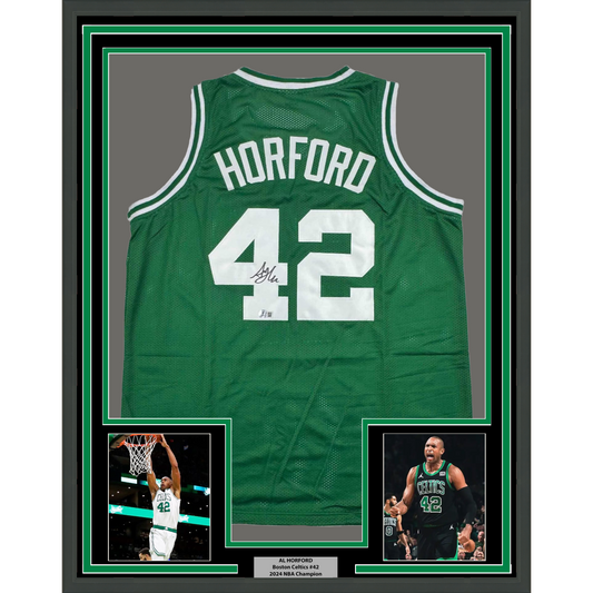 Framed Autographed/Signed Al Horford 35x39 Boston Green Basketball Jersey Beckett COA
