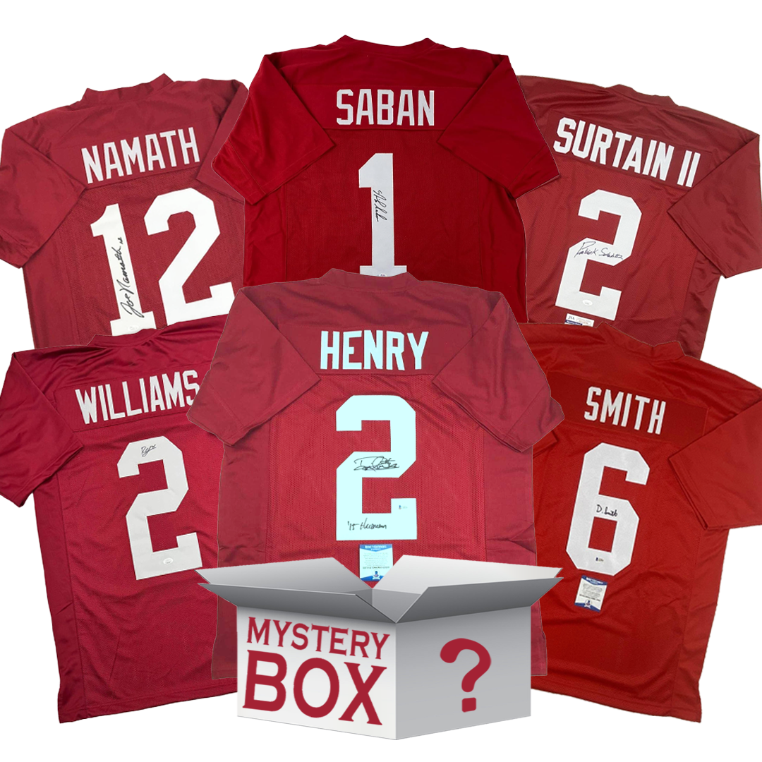 Autographed/Signed Alabama University College Football Jersey Mystery Box with PSA JSA or Beckett COA