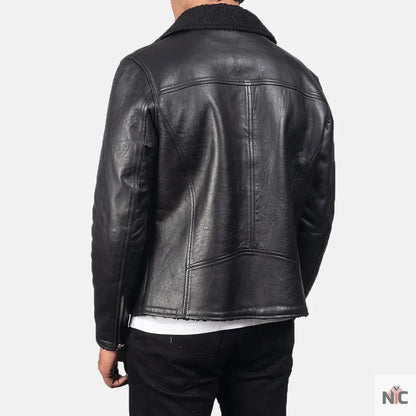 Alberto Shearling Black Leather Jacket