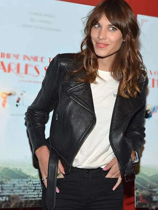 Alexa Chung Black Leather Jacket