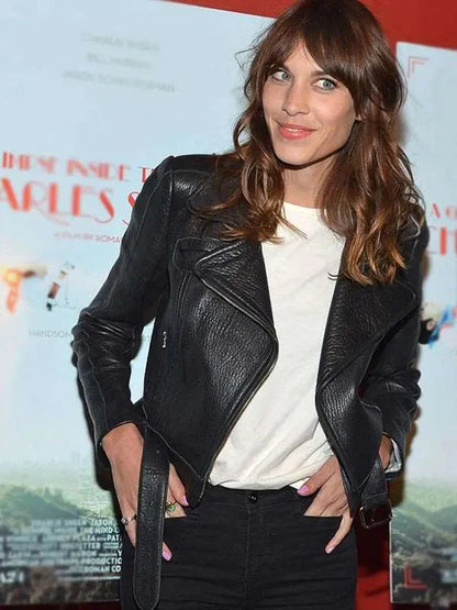 Alexa Chung Black Leather Jacket