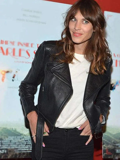 Alexa Chung Black Leather Jacket