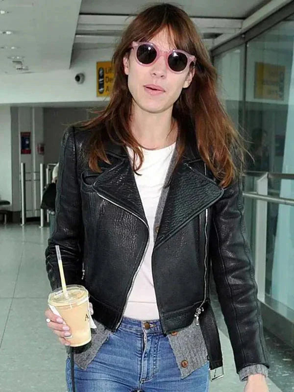 Alexa Chung Black Leather Jacket
