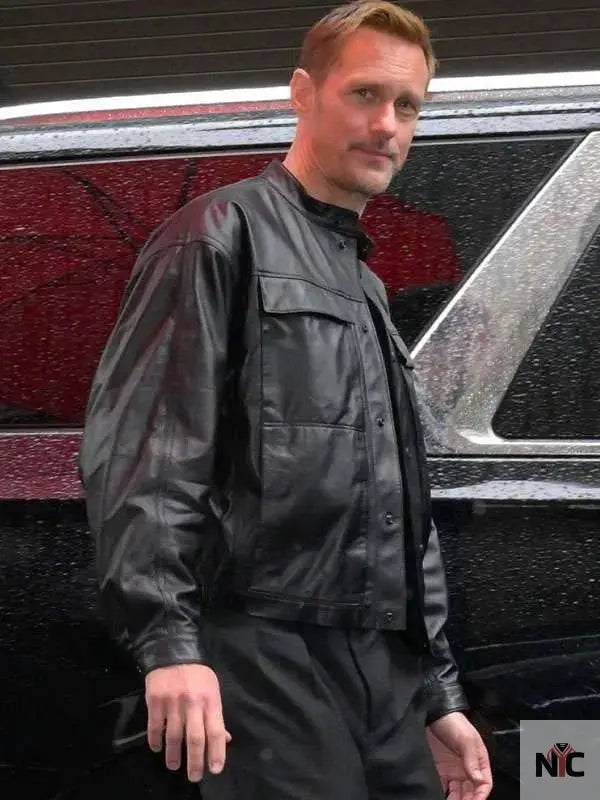 Alexander Skarsgård Murderbot Black Leather Jacket
