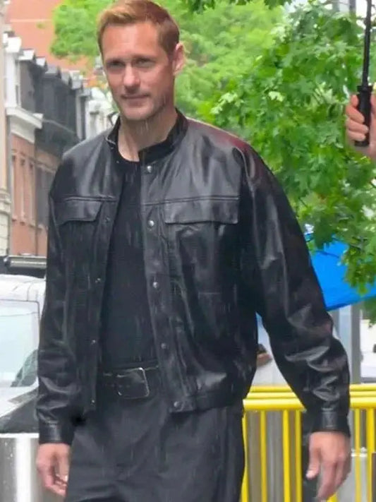 Alexander Skarsgård Murderbot Black Leather Jacket