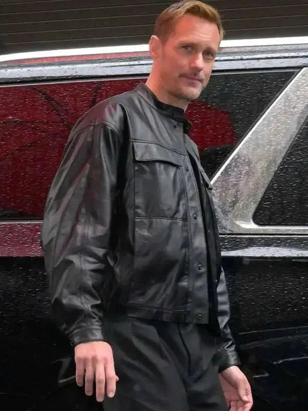 Alexander Skarsgård Murderbot Black Leather Jacket