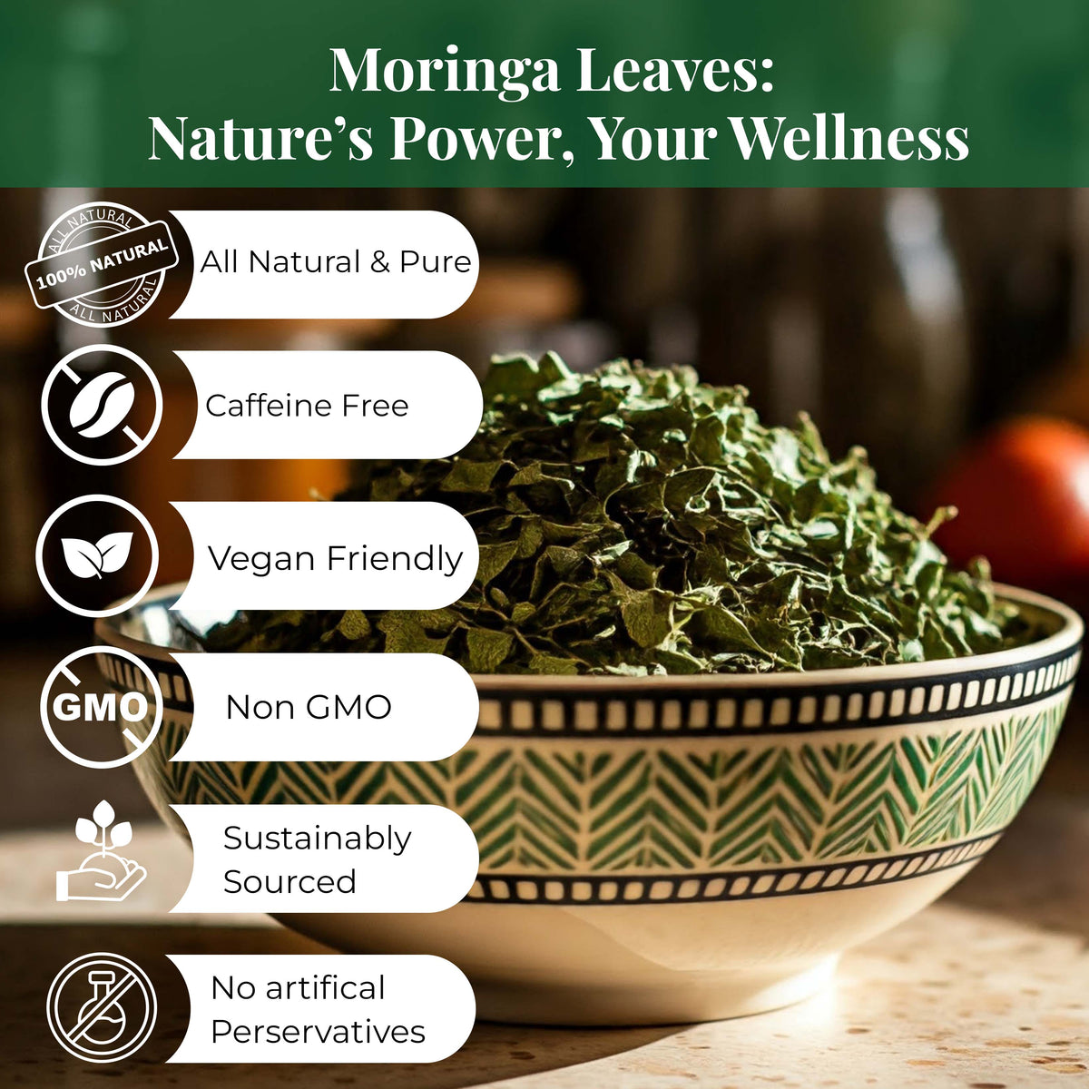 Dried Moringa Leaves 2.6 oz – Loose Leaf Herbal Tea | Akshit