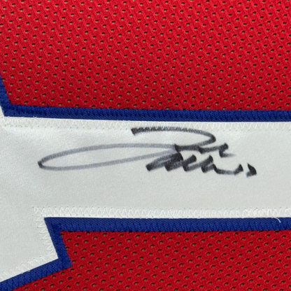 Framed Autographed/Signed Josh Allen 35x39 Buffalo Red Football Jersey Beckett BAS COA