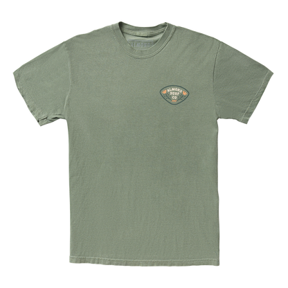 Almond Poppy Badge Tee | Moss Green