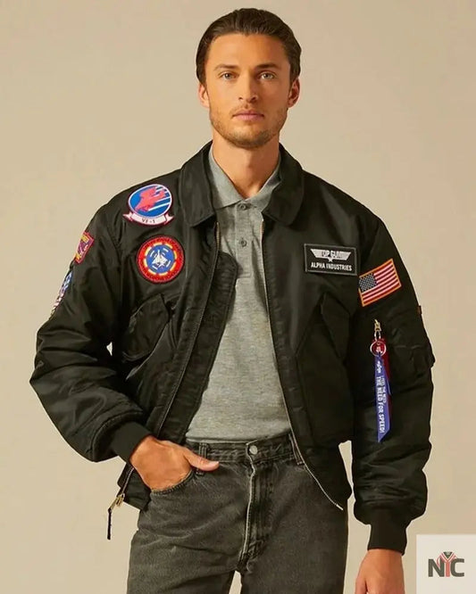 Alpha X Top Gun Bomber Black Jacket