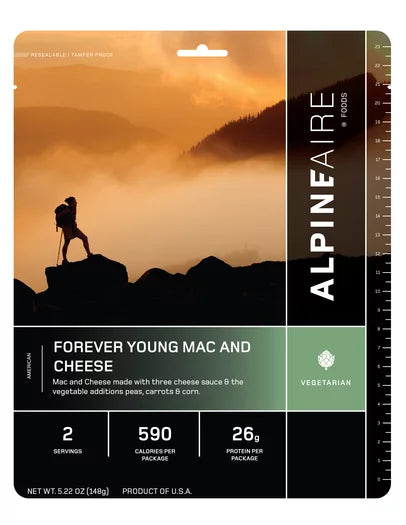 AlpineAire Forever Young Mac and Cheese | Vegetarian Cook-in-Pouch Meal