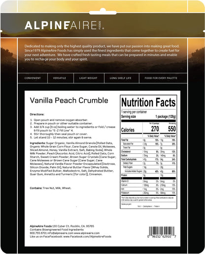 AlpineAire Vanilla Peach Crumble | Cook-in-Pouch Dessert