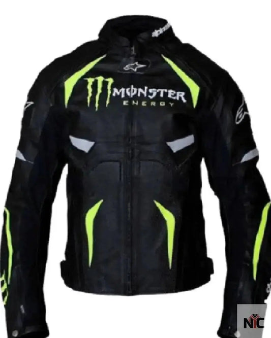 Alpinestars Monster Energy Scream Motorcycle Black Leather Jacket
