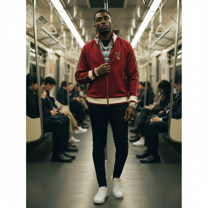 AmaruKhan Hebrews Color Block Raglan Sleeve Zip Track Jacket