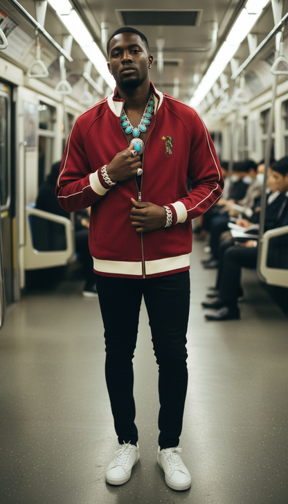 AmaruKhan Hebrews Color Block Raglan Sleeve Zip Track Jacket